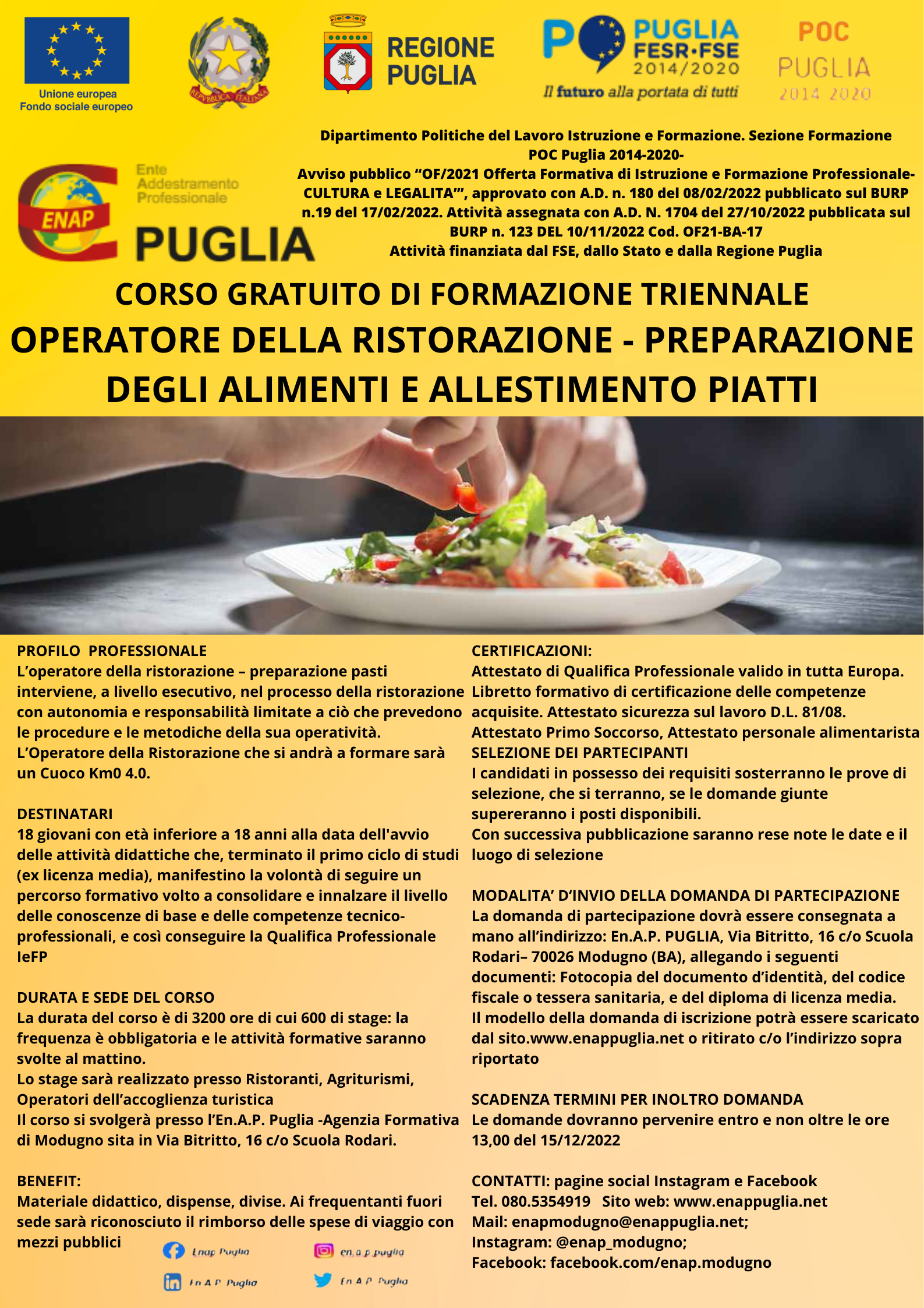 MANIFESTO OP RISTORAZIONE OF 21 MODUGNO